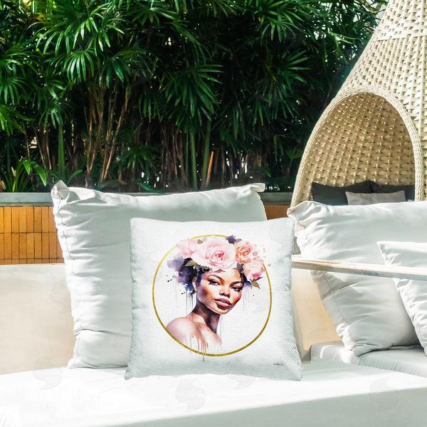 Stupell Industries Amanda Greenwood | Girl With Roses Portrait Printed Throw Pillow