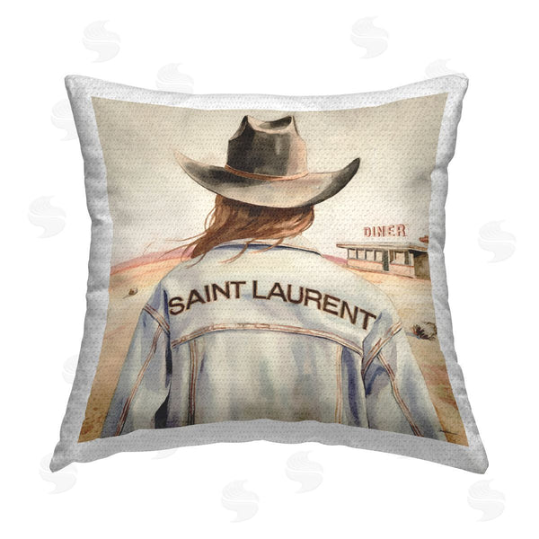 Stupell Industries Amanda Greenwood | Glam Brunette Cowgirl Printed Throw Pillow