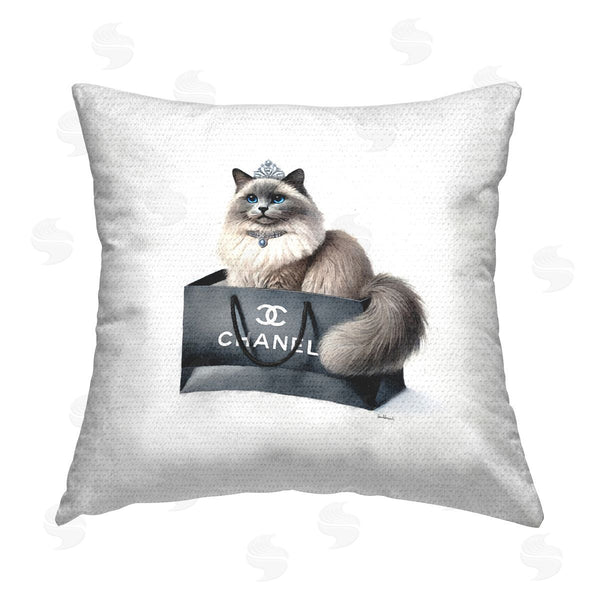 Stupell Industries Amanda Greenwood | Glam Cat Shopping Bag Printed Throw Pillow