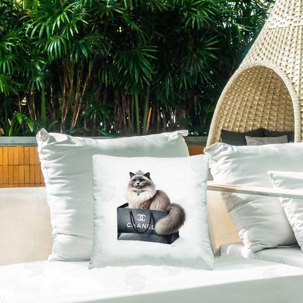 Stupell Industries Amanda Greenwood | Glam Cat Shopping Bag Printed Throw Pillow