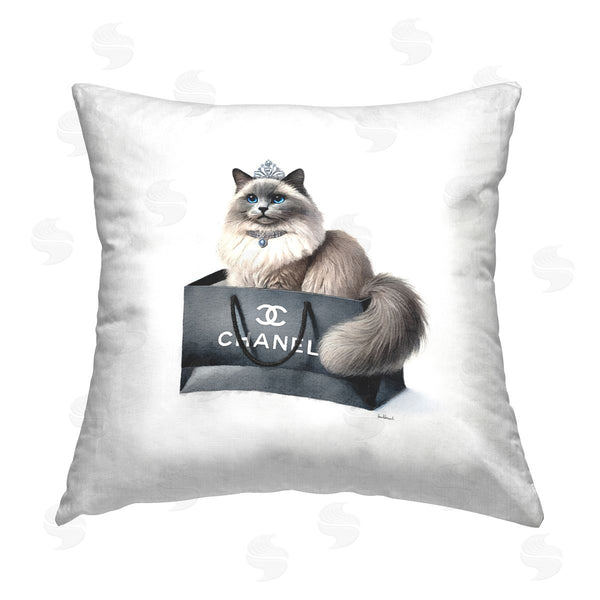 stupell industries Amanda Greenwood | Glam Cat Shopping Bag Printed Throw Pillow