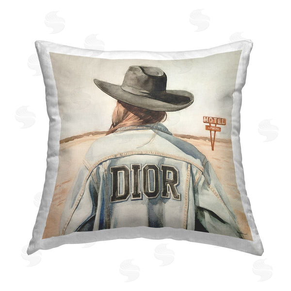 stupell industries Amanda Greenwood | Glam Cowgirl in Desert Printed Throw Pillow