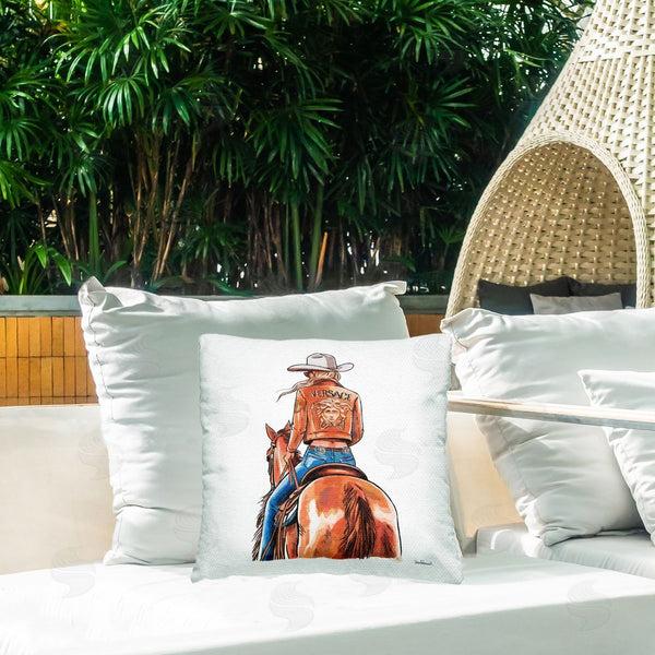 Stupell Industries Amanda Greenwood | Glam Cowgirl Jockey Printed Throw Pillow