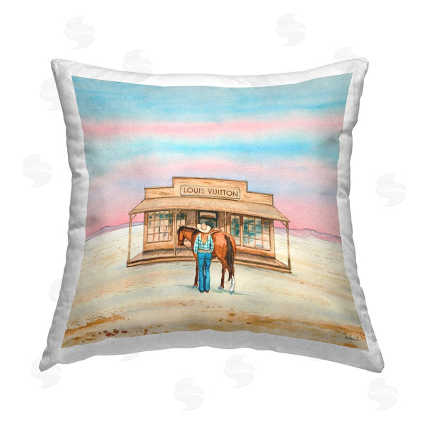 stupell industries Amanda Greenwood | Glam Cowgirl Shopping Printed Throw Pillow