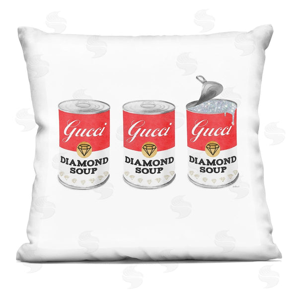 stupell industries Amanda Greenwood | Glam Diamond Soup Bold Iconic Red Can Printed Throw Pillow