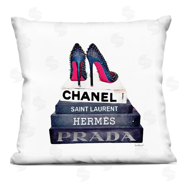 stupell industries Amanda Greenwood | Glam Fashion Book Set Stud Pump Heels Printed Throw Pillow