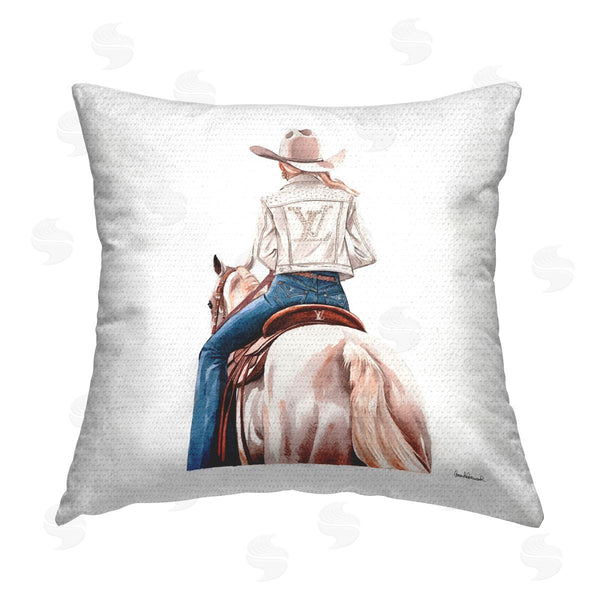 Stupell Industries Amanda Greenwood | Glam Girl On White Horse Printed Throw Pillow