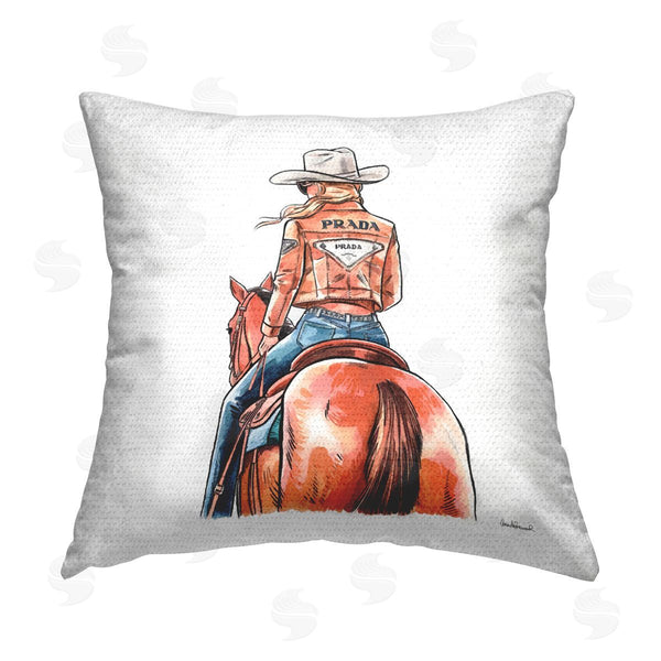 Stupell Industries Amanda Greenwood | Glam Jacket Cowgirl & Horse Printed Throw Pillow