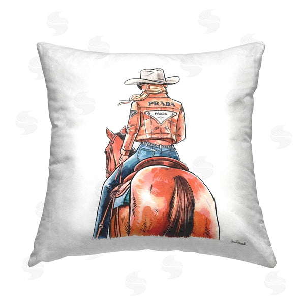 stupell industries Amanda Greenwood | Glam Jacket Cowgirl & Horse Printed Throw Pillow