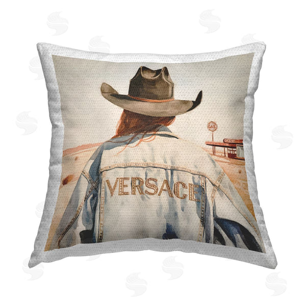 Stupell Industries Amanda Greenwood | Glam Jacket Cowgirl Printed Throw Pillow