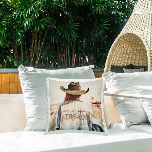 Stupell Industries Amanda Greenwood | Glam Jacket Cowgirl Printed Throw Pillow
