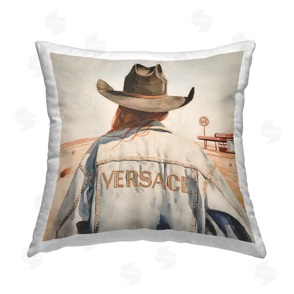 stupell industries Amanda Greenwood | Glam Jacket Cowgirl Printed Throw Pillow