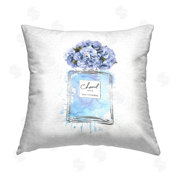 Stupell Industries Amanda Greenwood | Glam Perfume Blue Flower Blooms Printed Throw Pillow