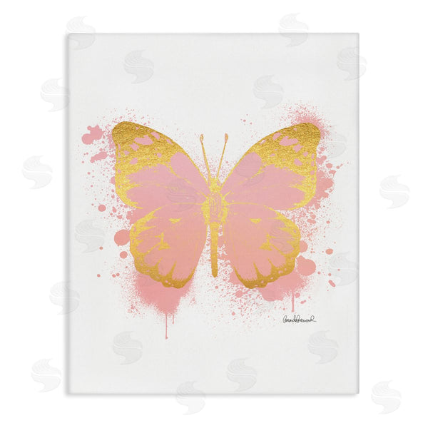 stupell industries Amanda Greenwood | Glam Pink Gold Butterfly Paint Splatter