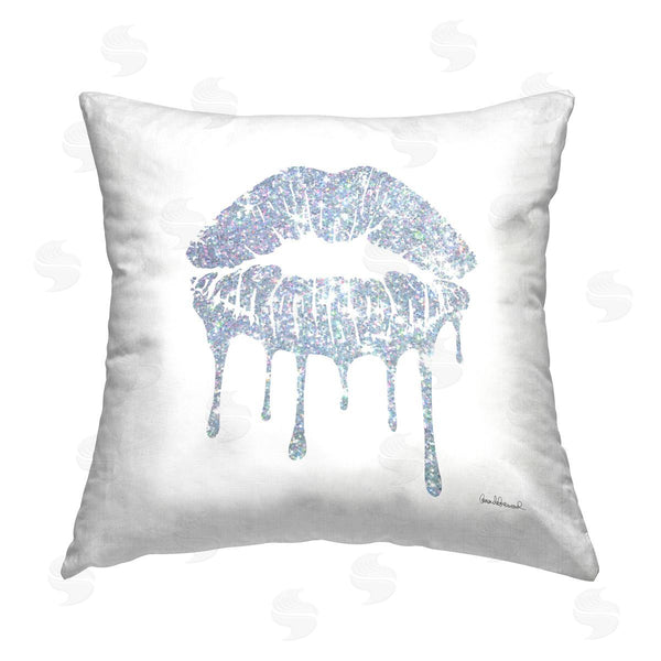 stupell industries Amanda Greenwood | Glitzy Glam Lips Dripping Printed Throw Pillow