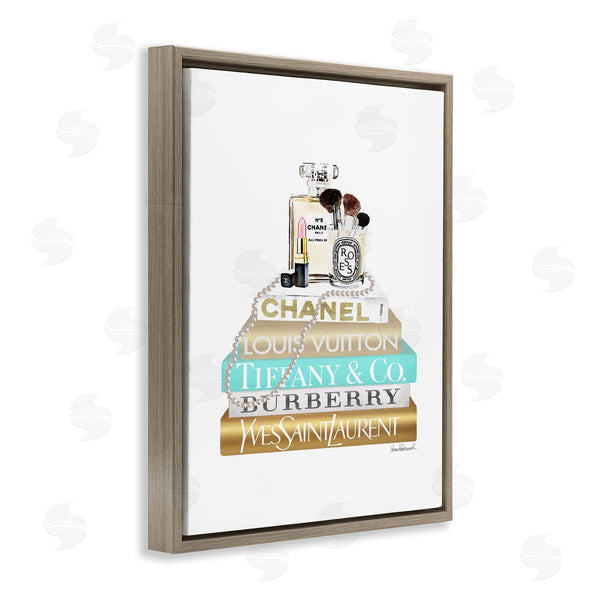 Stupell Industries Amanda Greenwood | Gold Blue Perfume Bookstack
