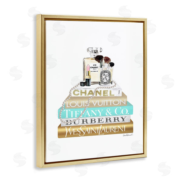 Stupell Industries Amanda Greenwood | Gold Blue Perfume Bookstack