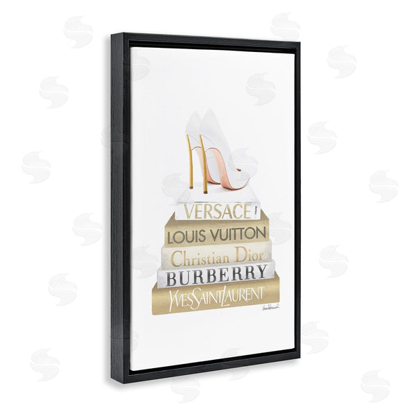 Stupell Industries Amanda Greenwood | Gold & White Book Stack Wall Art