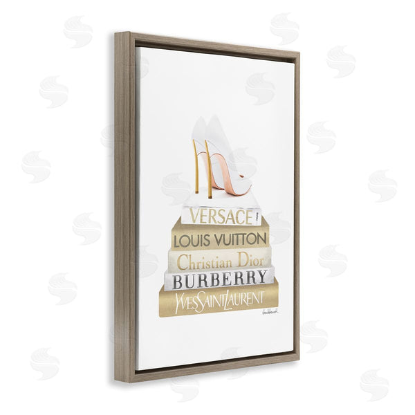 Stupell Industries Amanda Greenwood | Gold & White Book Stack Wall Art
