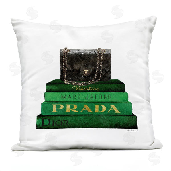 Stupell Industries Amanda Greenwood | Green Fashion Books Printed Throw Pillow