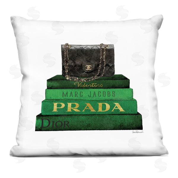 stupell industries Amanda Greenwood | Green Fashion Books Printed Throw Pillow