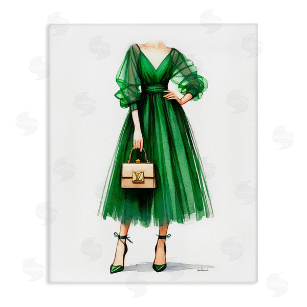 stupell industries Amanda Greenwood | Green Gown Fashion Girl Wall Art