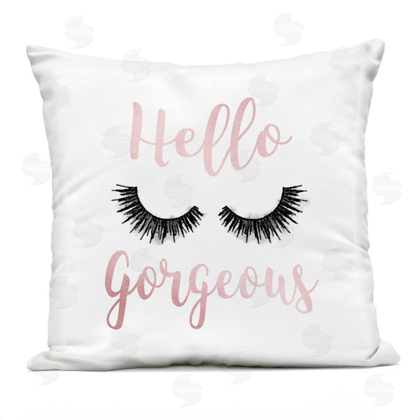 Stupell Industries Amanda Greenwood | Hello Gorgeous Black Eyelashes Typography Printed Throw Pillow