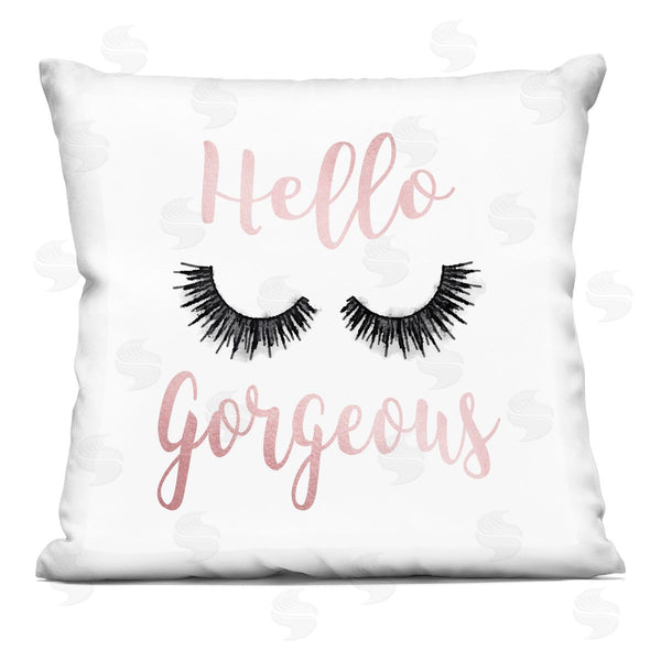 stupell industries Amanda Greenwood | Hello Gorgeous Black Eyelashes Typography Printed Throw Pillow
