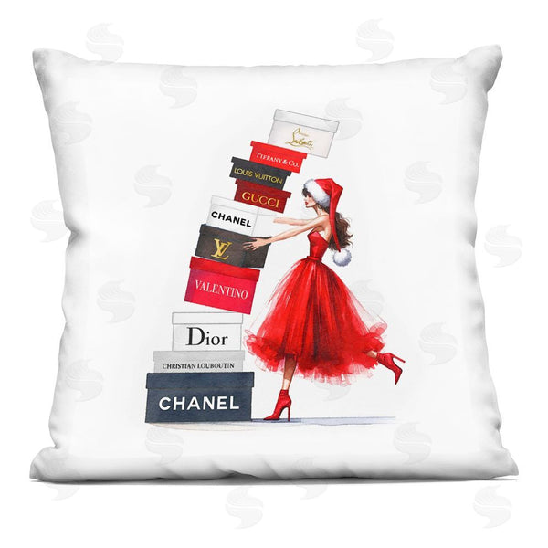 stupell industries Amanda Greenwood | Holiday Glam Shopping Boxes Printed Throw Pillow