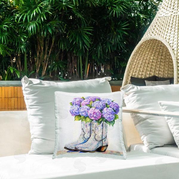 Stupell Industries Amanda Greenwood | Hydrangea Filled Cowgirl Boots Printed Throw Pillow