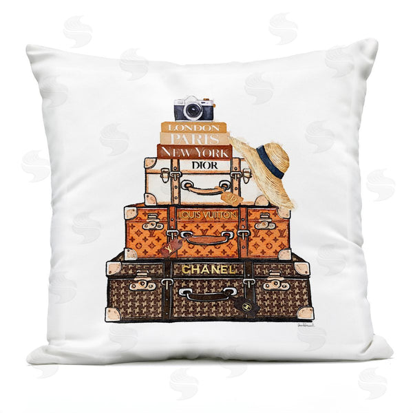 Stupell Industries Amanda Greenwood | Iconic Travel Suitcases Printed Throw Pillow