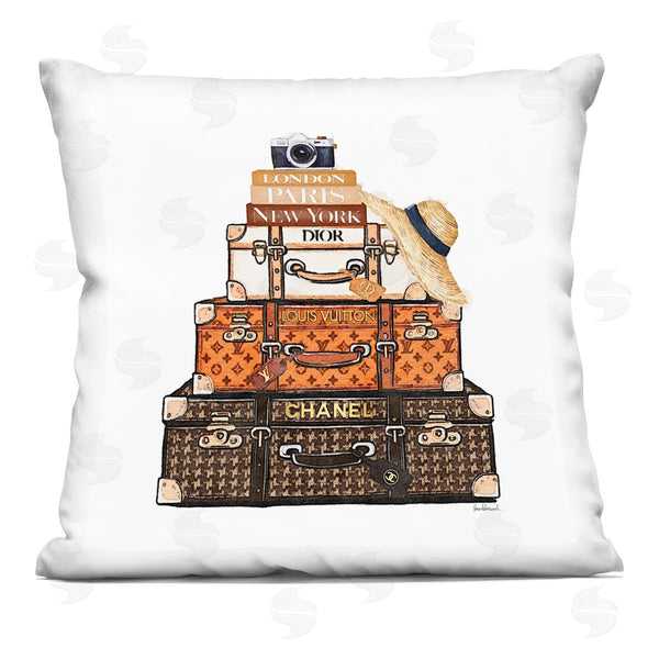 stupell industries Amanda Greenwood | Iconic Travel Suitcases Printed Throw Pillow