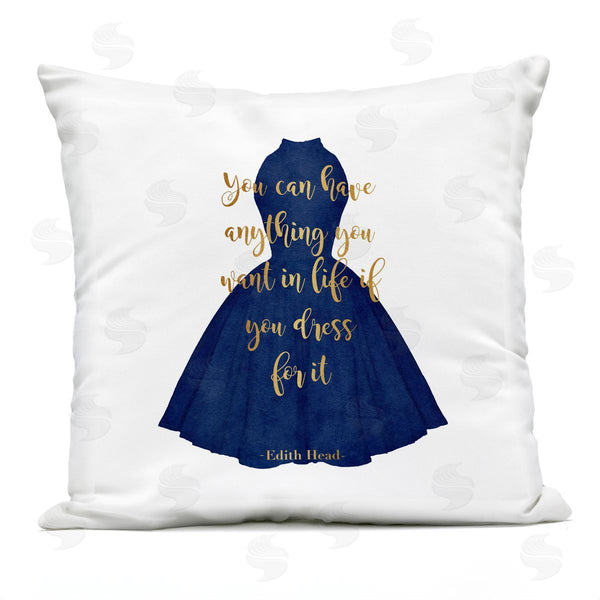 Stupell Industries Amanda Greenwood | If You Dress For It Navy Blue Fashion Gown Printed Throw Pillow