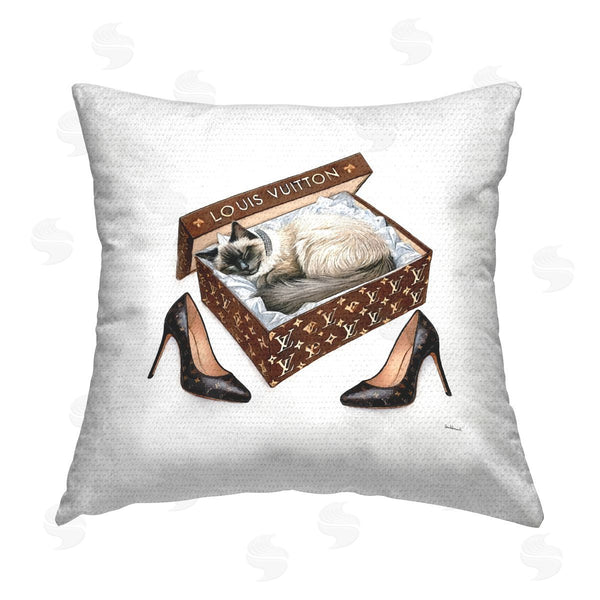 Stupell Industries Amanda Greenwood | Kitty Sleeping Heels Box Printed Throw Pillow