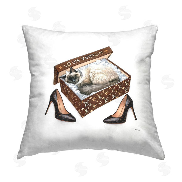stupell industries Amanda Greenwood | Kitty Sleeping Heels Box Printed Throw Pillow