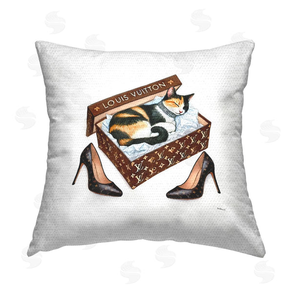 Stupell Industries Amanda Greenwood | Kitty Sleeping In Shoebox Printed Throw Pillow