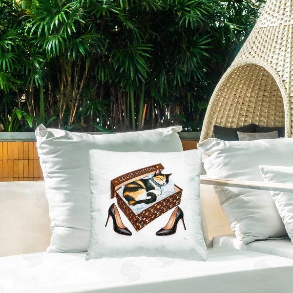 Stupell Industries Amanda Greenwood | Kitty Sleeping In Shoebox Printed Throw Pillow