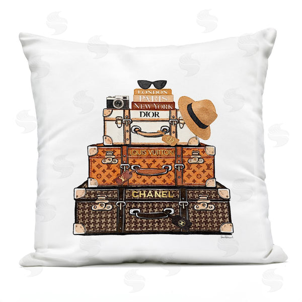 Stupell Industries Amanda Greenwood | Luxury Travel Luggages Printed Throw Pillow