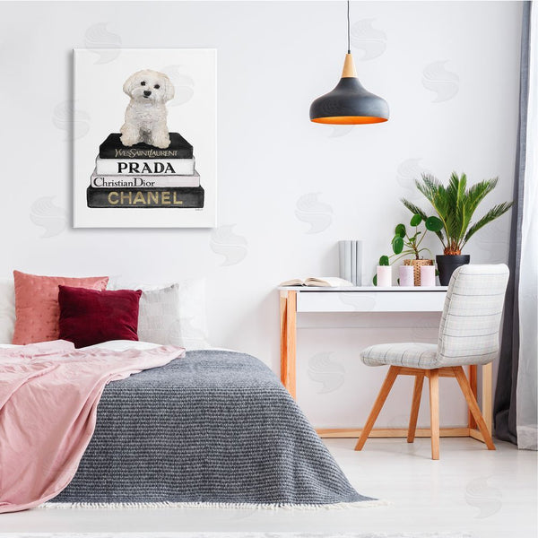 Stupell Industries Amanda Greenwood | Maltese Dog Glam Pet Fashion Bookstack Wall Art