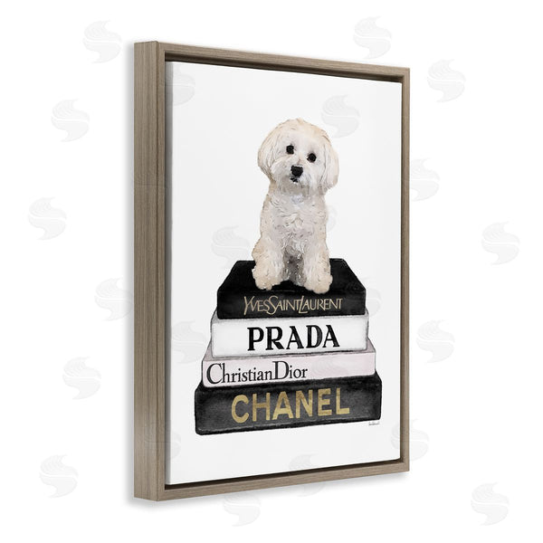 Stupell Industries Amanda Greenwood | Maltese Dog Glam Pet Fashion Bookstack Wall Art