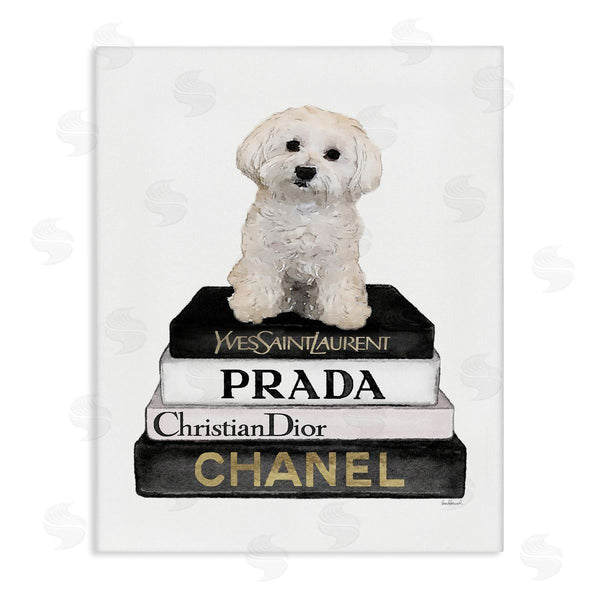 stupell industries Amanda Greenwood | Maltese Dog Glam Pet Fashion Bookstack Wall Art