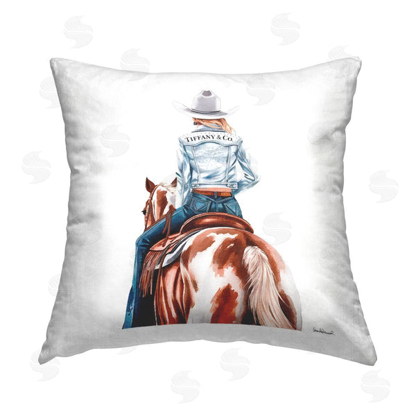 stupell industries Amanda Greenwood | Mod Cowgirl on Horse Printed Throw Pillow