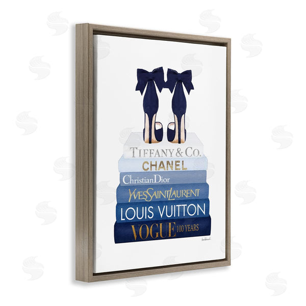 Stupell Industries Amanda Greenwood | Navy Blue Heels Chic Bookstack