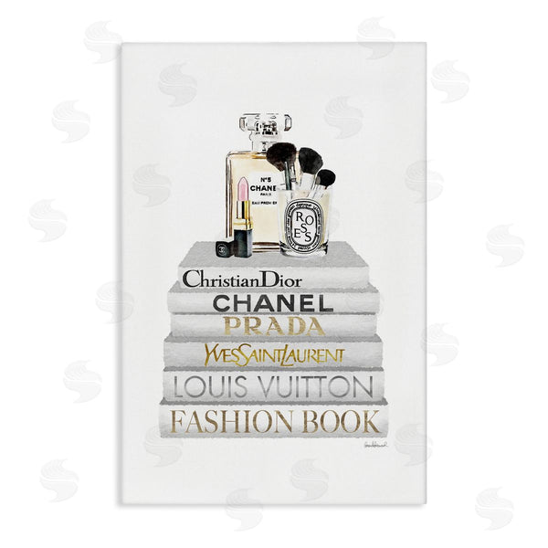 stupell industries Amanda Greenwood | Neat Bookstack with Makeup Wall Art