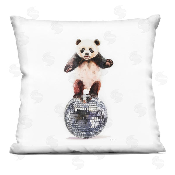 stupell industries Amanda Greenwood | Panda Balancing on Disco Ball Printed Throw Pillow
