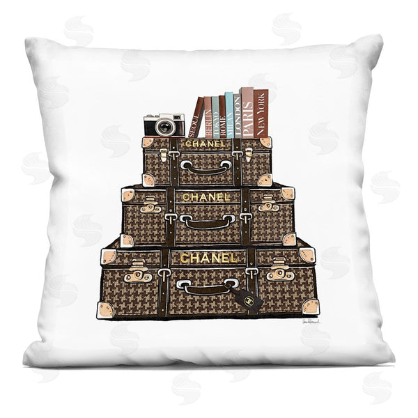 stupell industries Amanda Greenwood | Piled Luxury Suitcases Printed Throw Pillow