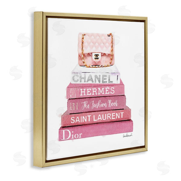 Stupell Industries Amanda Greenwood | Pink Book Stack Fashion Handbag