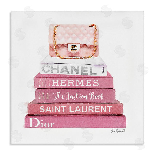 stupell industries Amanda Greenwood | Pink Book Stack Fashion Handbag