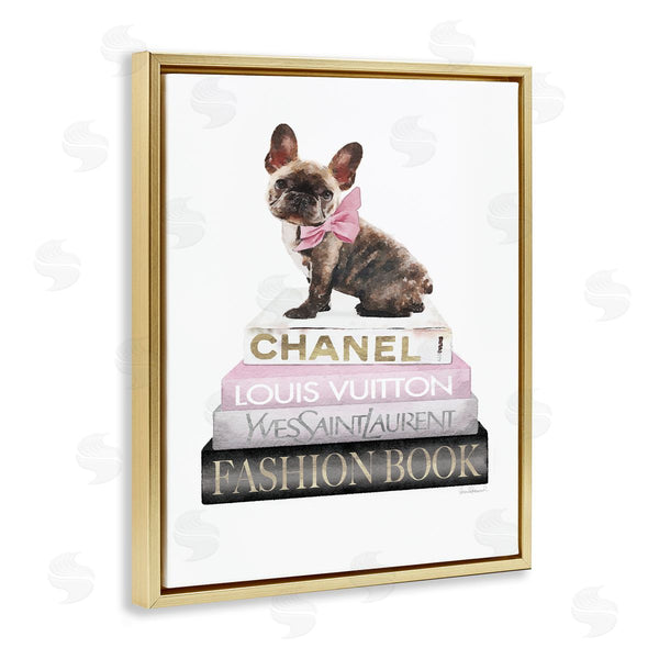 Stupell Industries Amanda Greenwood | Pink Bow & Dog Bookstack