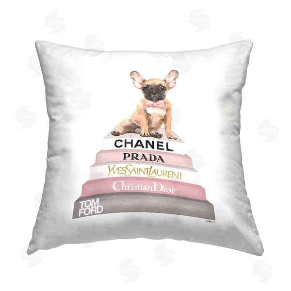 stupell industries Amanda Greenwood | Pink Fashion Books Puppy Pet Printed Throw Pillow